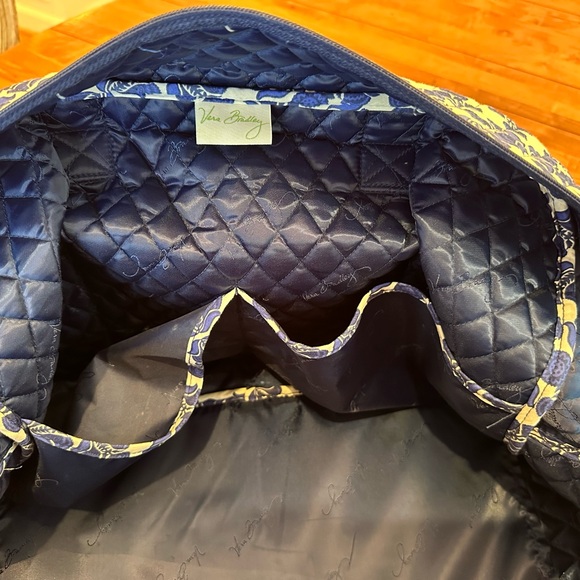 Vera Bradley Large Travel Duffel Bag Blue Cobalt Tile - Picture 5 of 9